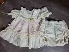 Bryan Baby Dress  Bloomers Set Mint Green  White Size Small Vintage 1980s