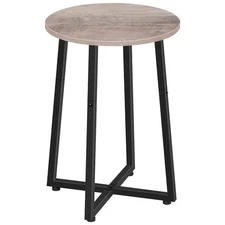 Side Table, Round End Accent Table with Sturdy Metal Pedestal, 15.7" Round Ni...