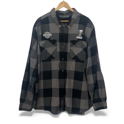 Harley Davidson Plaid Flannel Shirt Jacket Shacket Size 2XL Slim Motorcycle