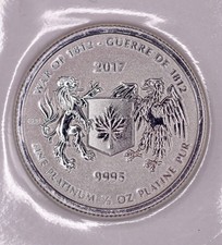 2017 Canada $50 1/2 oz Platinum War of 1812 .9995 Fine Coin - Sealed BU 2287.74 per troy oz