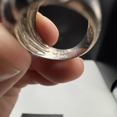Sterling Silver 925 NF Marked Band Sz 7 Wavy Marks 6.4g Elegant