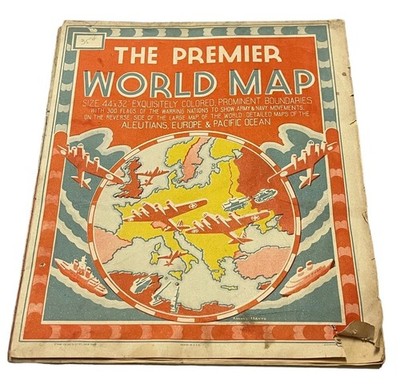Vintage Premier Map of The World Geographia  Map Alexander Gross F.R.G.S  c1940s