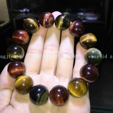 Huge 14/16/18/20mm Multicolor Tiger's Eye Round Gemstone Beads Bracelet 7.5" AAA
