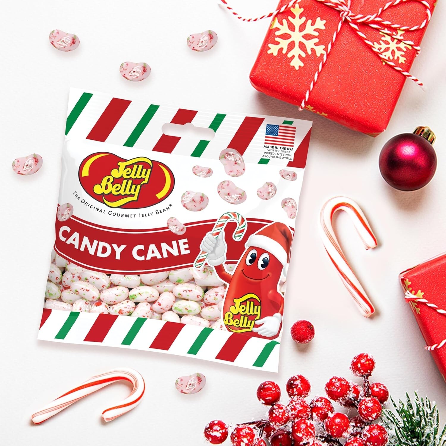 NEW Jelly Belly Holiday Candy Cane Jelly Beans 3.5 oz Bag Gluten