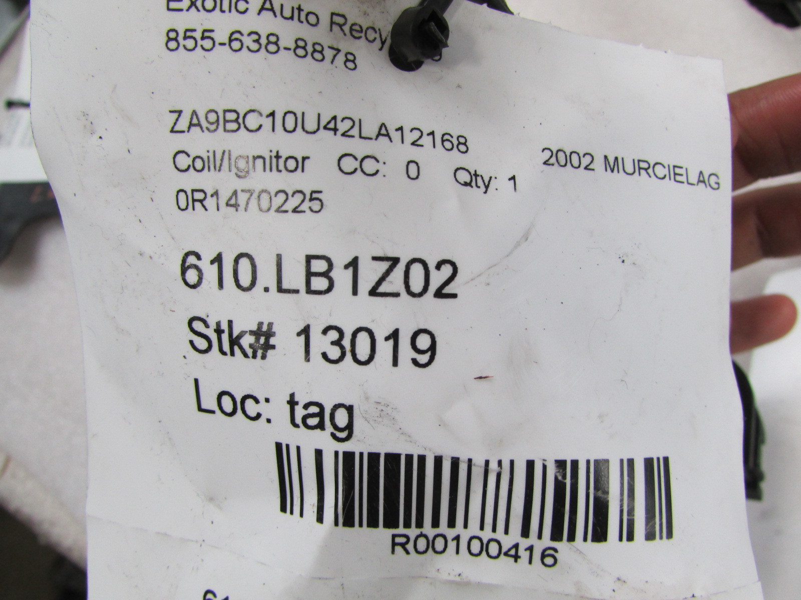 Lamborghini Murcielago, Ignition Coil, Used, P/N 0R1470225