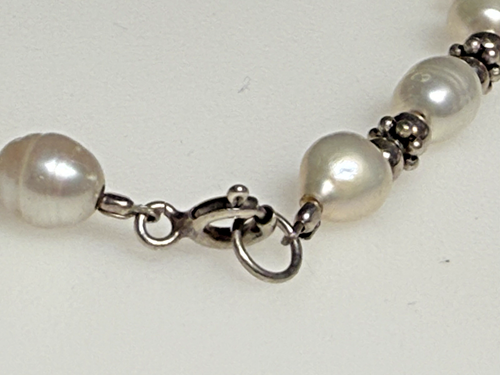 Sterling Silver 925 Bracelet Beaded Faux Pearl - Picture 6 of 8