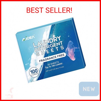 AIDEA Laundry Detergent Sheets, Unscented-(100 Loads) 50 Sheets, Eco-Friendly La
