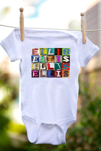 ELLIS Baby Bodysuit in Sign Letter Photos - 100% Cotton & Short Sleeve - Picture 2 of 2