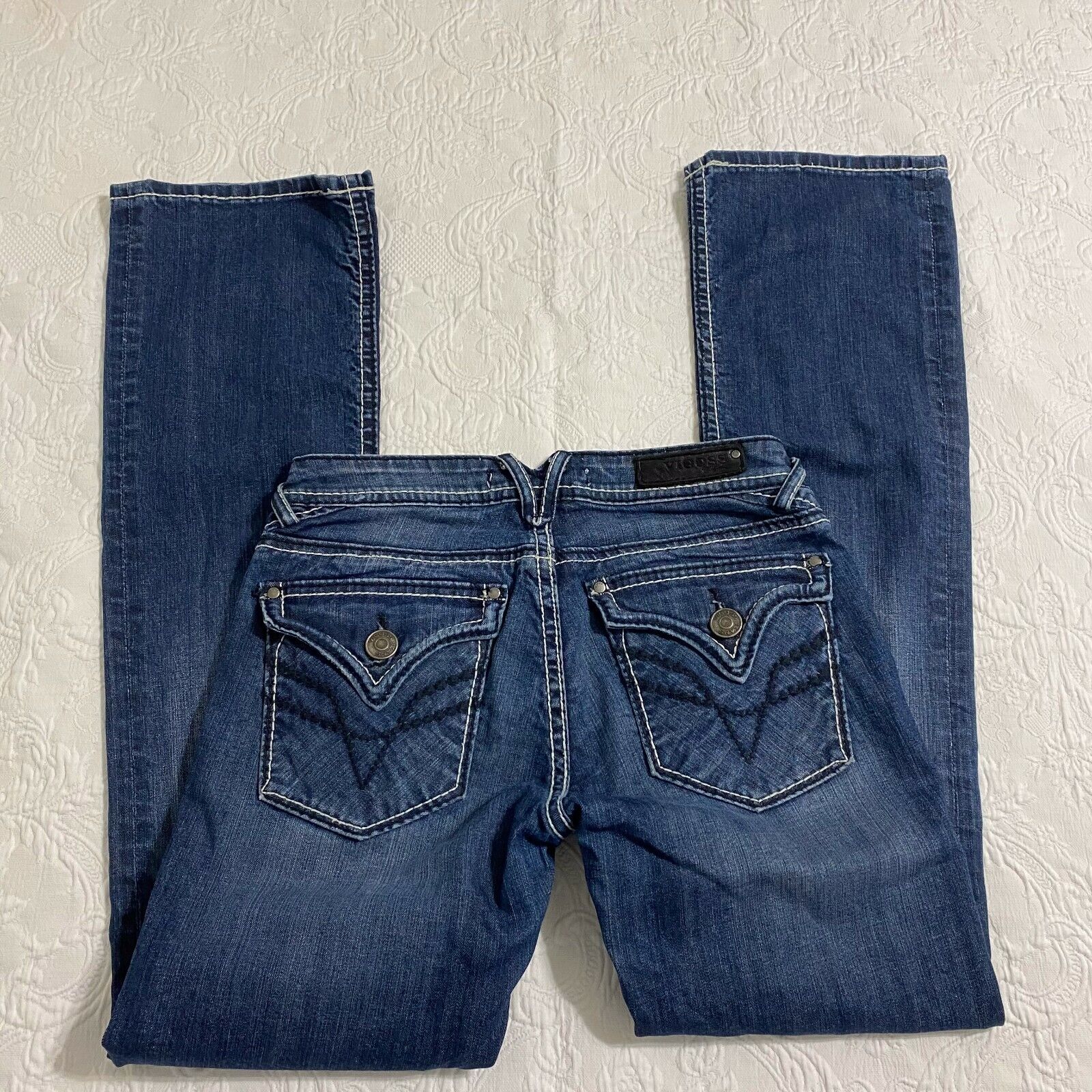 Manufacturer regenerated product Vigoss sale Fit Bootcut Jeans Womens Siz Pockets Denim Flap 98%Cotton