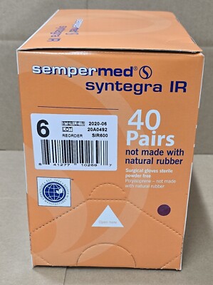 Sempermed Syntegra IR Polyisoprene Surgical Gloves Sterile, Size 6, 40/pairs