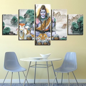 Hindu God Lord Shiva Religious 5 Pieces Canvas Wall Artwork Home Decor Ebay