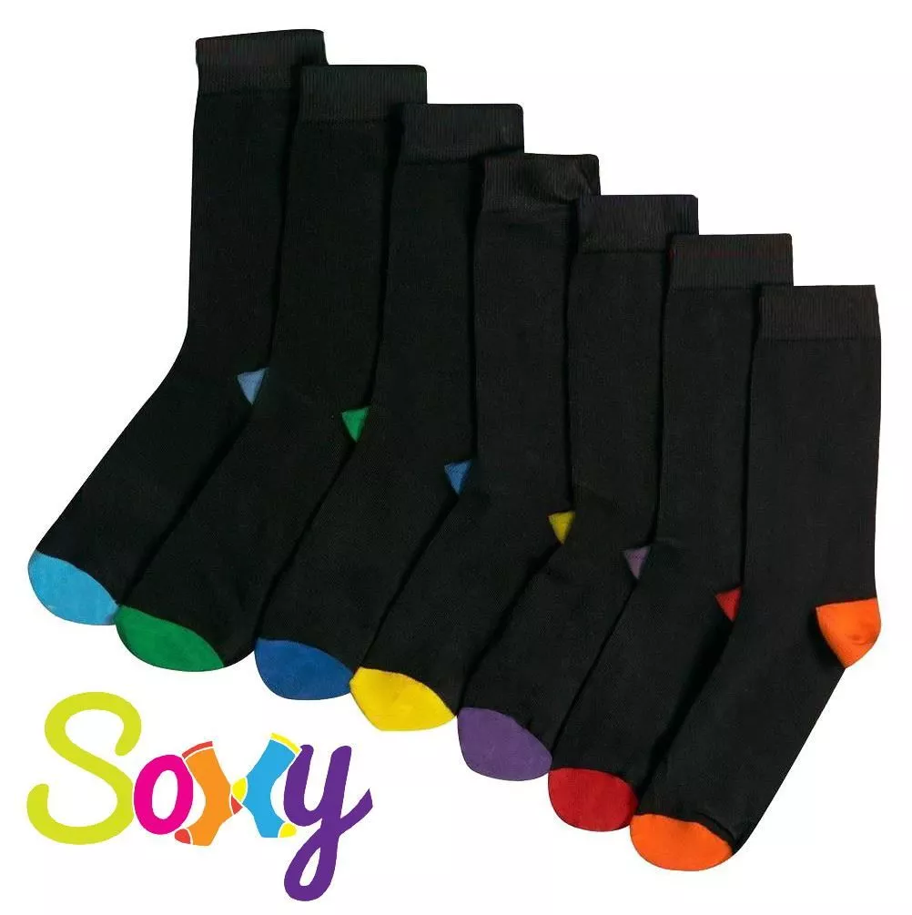 12 Pairs Boys Cotton Rich Colour Heel & Toe Black School Socks Shoe Sizes  9-6