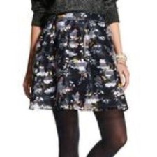 Xhilaration Striped Floral Skater Skirt Pockets Black - Sz Medium