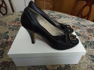Coach Heels 10 B Lolita Open Toe Black Leather was $495