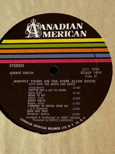 JENNIE SMITH - Nightly Yours ~ CANADIAN RECORDS 1010 {orig STEREO} w/Mort Garson - Picture 4 of 5