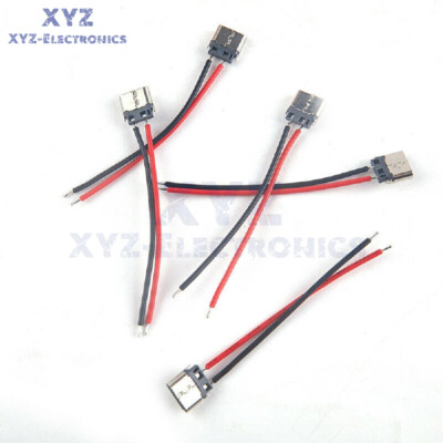 10PCS USB Type-C 2Pin Welding Wire Female Connector Cable / 16pin Female Port