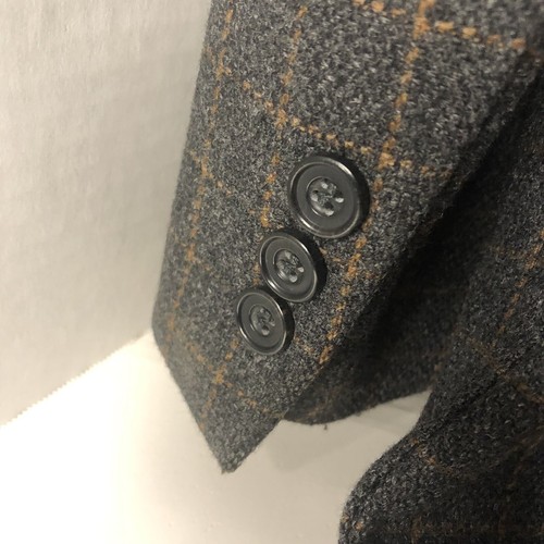 Le Collezioni Structure Men’s Blazer Jacket M Grey Burnt Orange Square Plaid - Picture 6 of 8