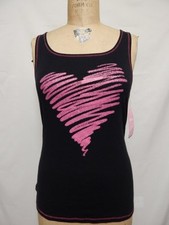 Jenni Intimates Sleeveless Heart Sleep Tank Black NWT