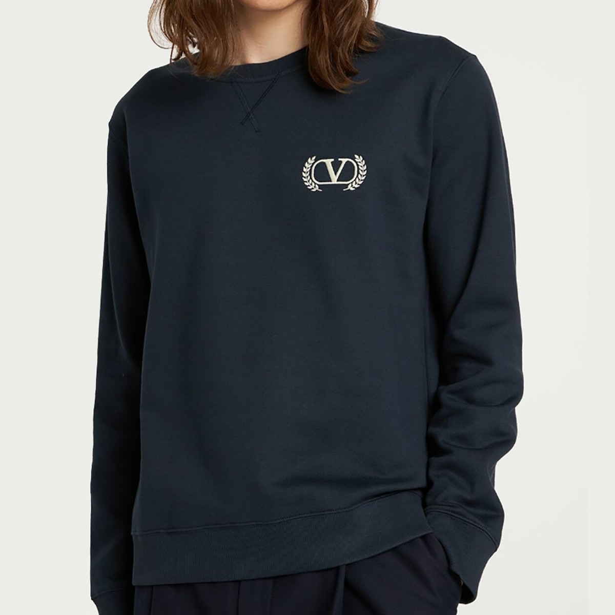 【ヴァレンティノ】 Sweaters & Knitwear - Sweatshirts シャツ VALENTINO Men's Embroidered Logo Cotton Crewneck Sweatshirt