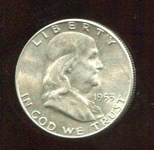 1953-D FRANKLIN HALF DOLLAR CH BU (A960)     A BEAUTY