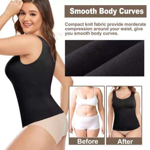 Woimen Tummy Control Slimming Compression Vests Shaping Tank Tops Padded Cami UK - Picture 5 of 21