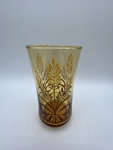 2-Vintage MCM Libbey Amber Wheat & Ribbon Water Glasses Tumblers 12 Oz. 5.25” - Picture 5 of 8