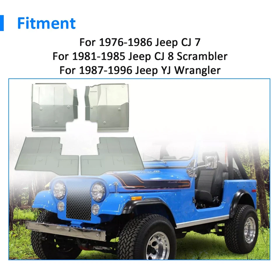 For Jeep CJ7 CJ8 Scrambler & YJ Wrangler 1976-1996 Front & Rear Floor Pan Kit - Image 4 of 4