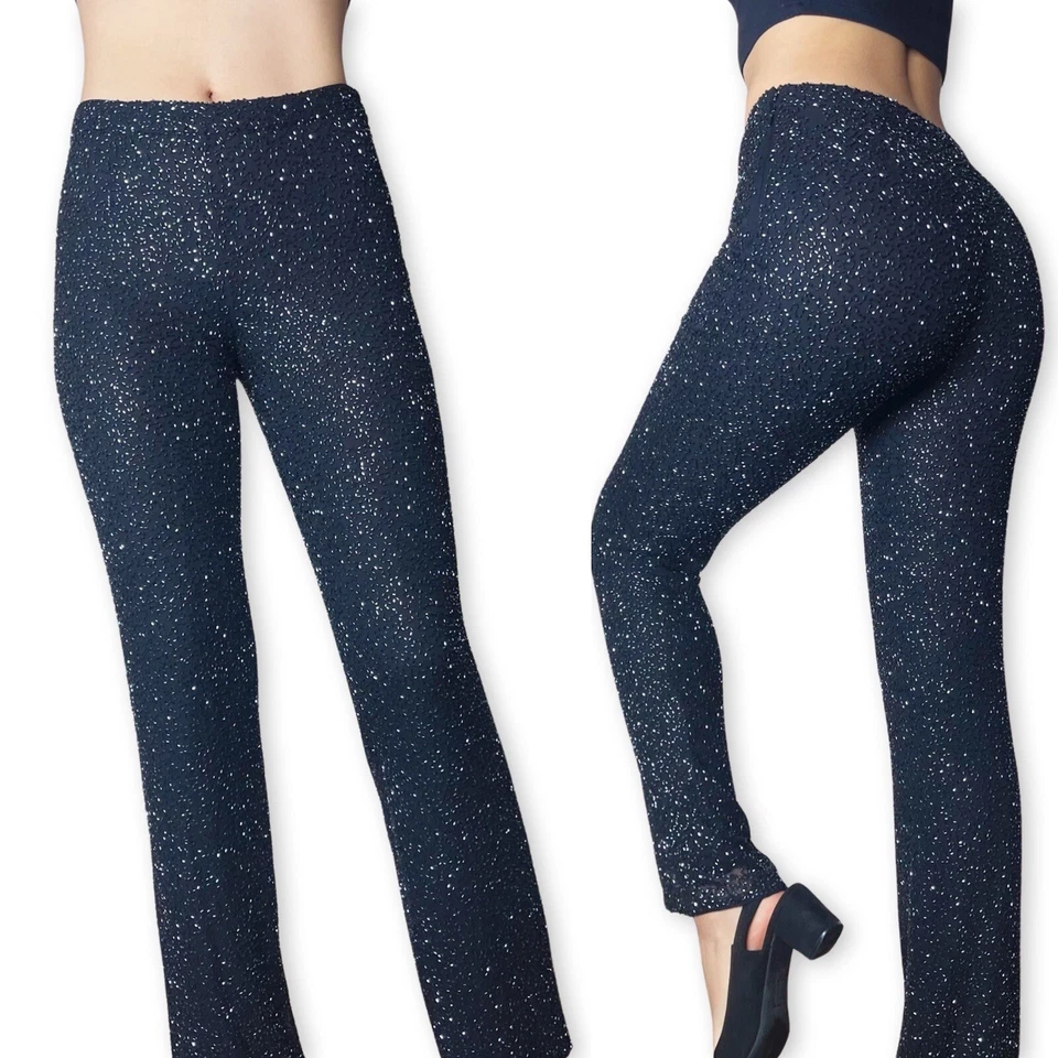 Vintage INC 100% Silk Sparkly Beaded Embellished Pants Size 4P