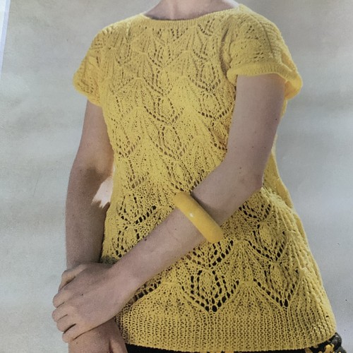 VINTAGE CREATIVE KNITTING PATTERN - COTTON TOP IN LACE AND BOUND RIBS - Picture 2 of 5