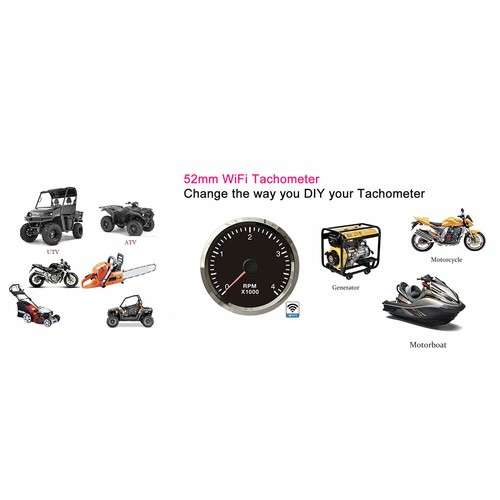 52MM WiFi Tachometer Gauge Tacho 0-4000RPM Programmable Diesel&Gasoline Engine - Picture 6 of 9