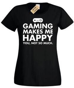 GAMING MAKES HAPPY Mens T-Shirt Funny Geek Gamer One PC Console Womens Top Tee