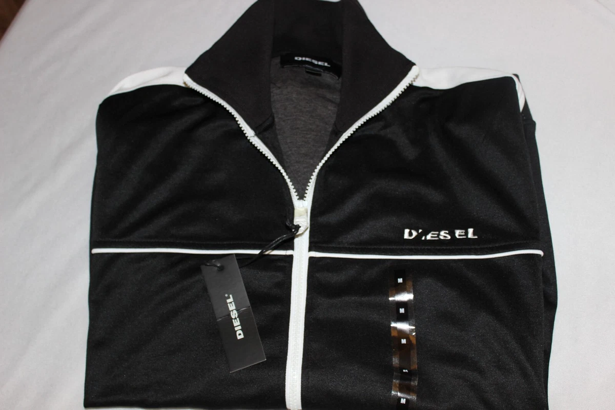 Diesel Men's S-Roots Sweatshirt Black White Stripe Full Zip