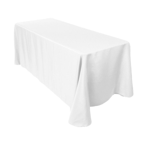 White Table Cover Cloth Polyester Round Rectangle Square Tablecloths for Wedding - Picture 16 of 21
