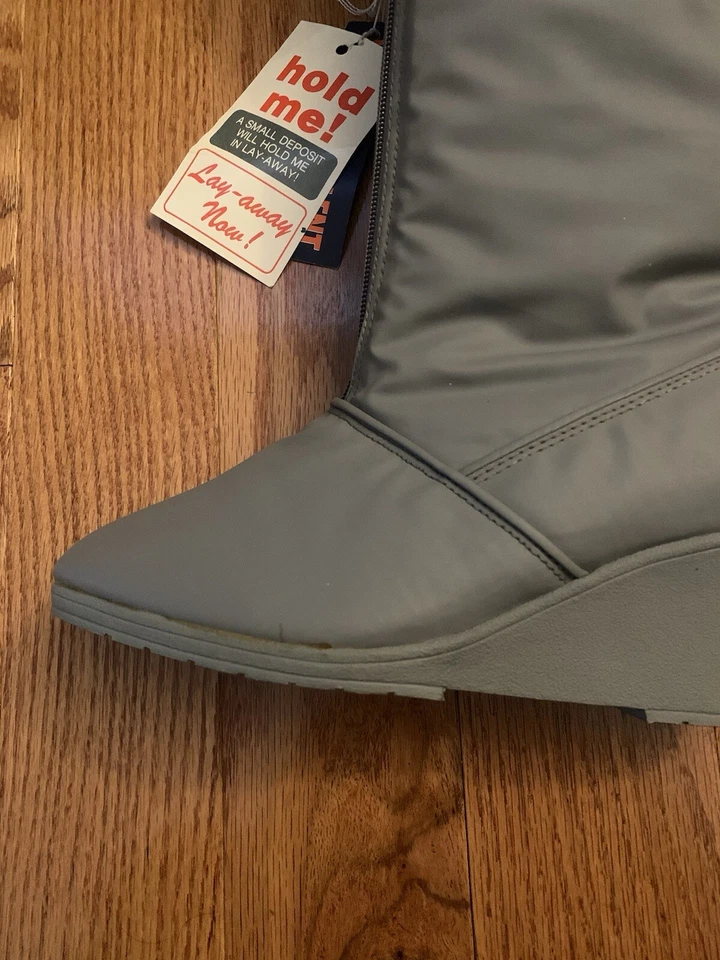 NUEVO CON ETIQUETAS Botas de Nieve Woodbridge De Colección Nylon Cremallera Frontal Gris Forradas de Piel Talla Pequeña 7 Foto 4 de 4