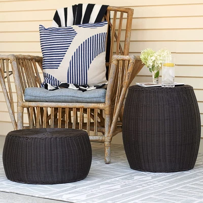 ML 5005 Resin Wicker Footstool Ottoman Grelly UK
