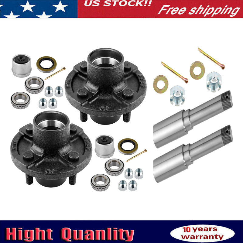 (Pack Of 2) Trailer Axle Kits | 4 On 4" Idler Hub, 1" Round BT8 Spindle, 1250 Lb Capacity Each