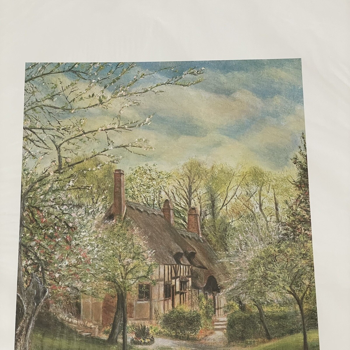 絵画 Anne Hathaway's Cottage John S Burt 1976 Anne Hathaways Cottage Print by John Burt 1976 HAND Signed