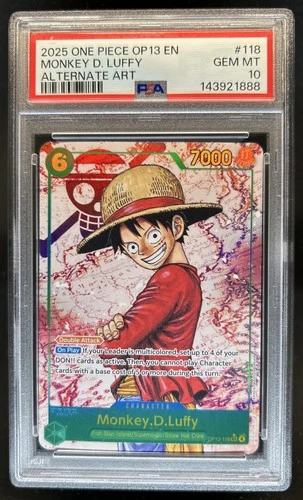2025 One Piece Carrying On His Will Monkey D Luffy Alt Art #OP13-118 PSA 10
