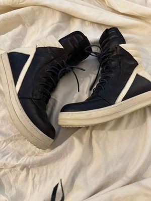 Rick Owens High Top Leather Sneakers Black