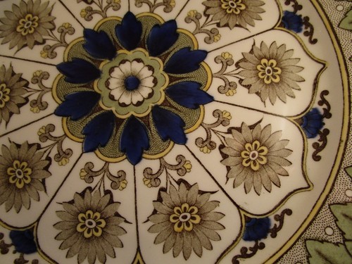 Piatto da portata vintage Royal Doulton Inghilterra Cipro blu foglie verdi - Foto 8 di 9