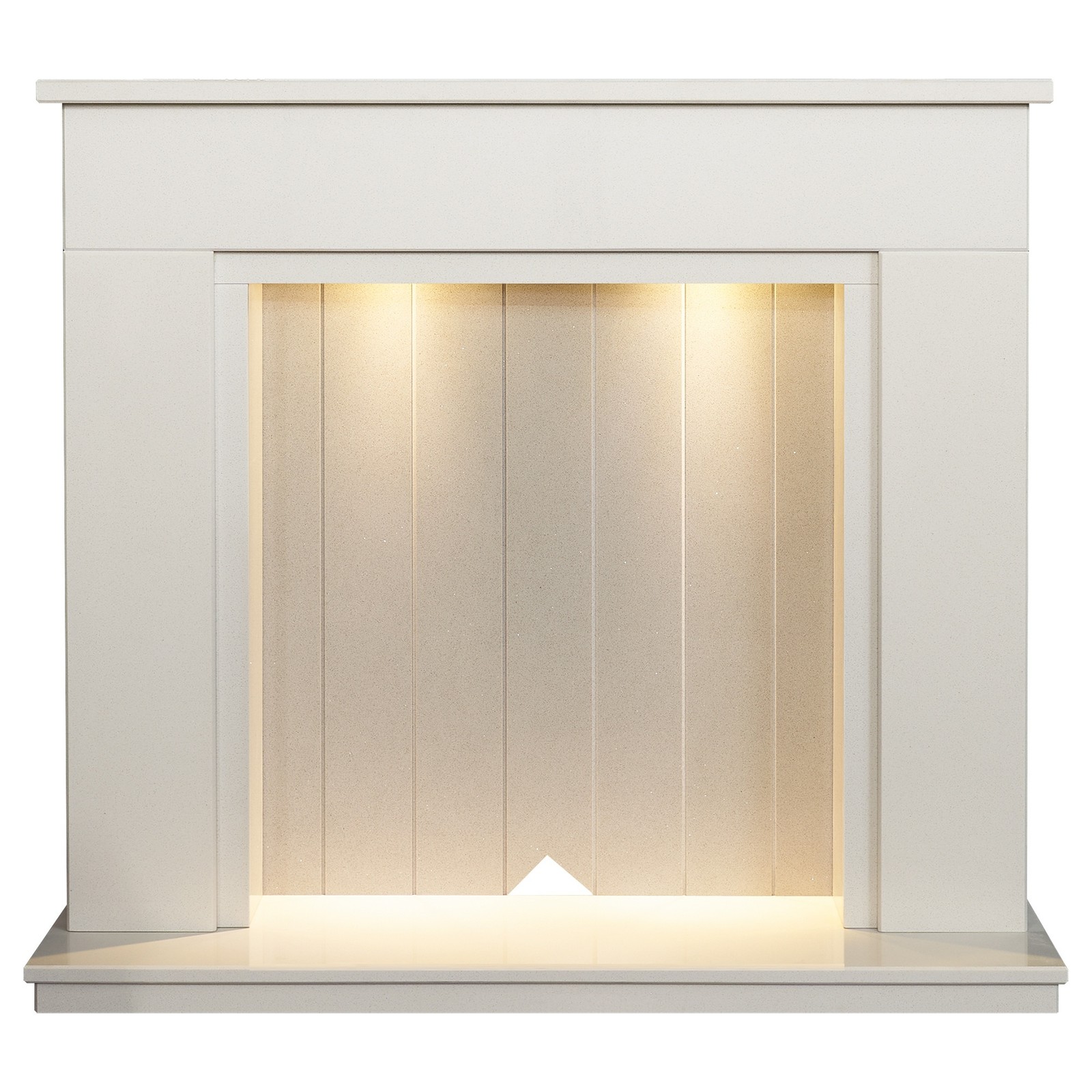 Acantha Larissa White & Grey Marble Stove Fireplace with Downlights, 48 Inch