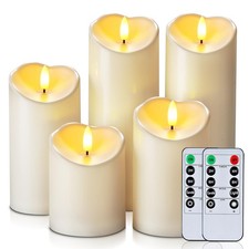 Homemory Outdoor Waterproof Flameless Candles, D3"xH4"5"6"8"8", Ivory White