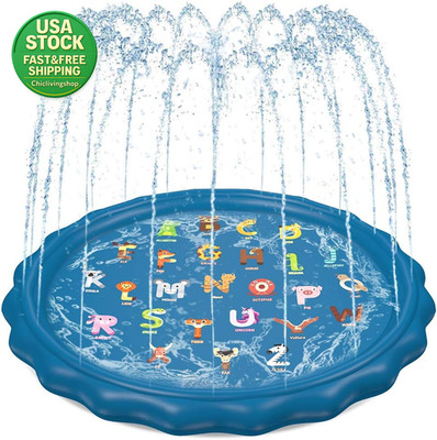 Splash Pad Sprinkler 60 Inch Outdoor Water Play Mat Kids Baby