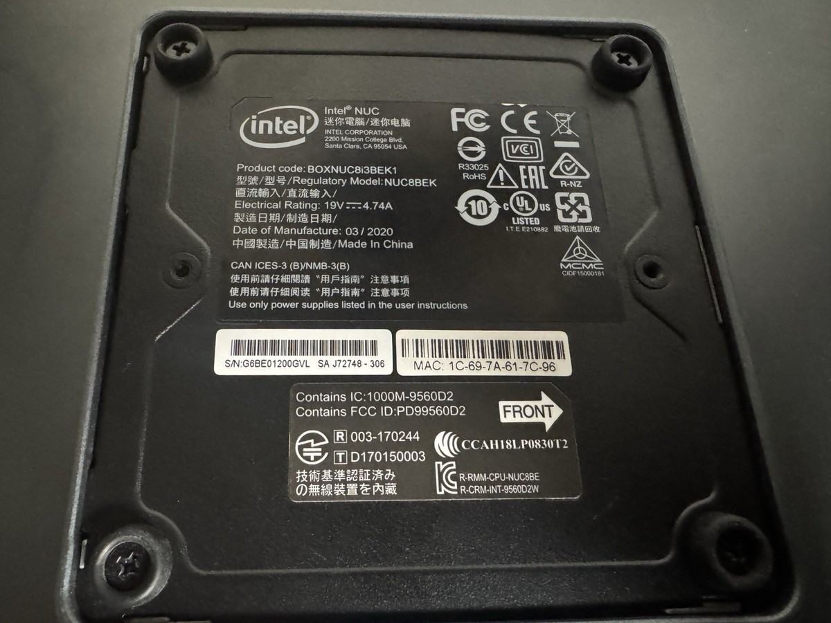 Intel NUC8i3BEK Mini PC Desktop, Black, HDMI USB3.0 Ethernet