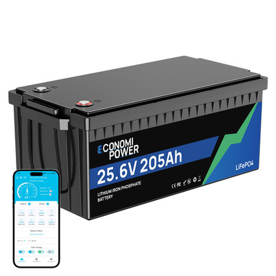 25.6V 205Ah LiFePO4 Battery 5.2kWh 200A BMS Bluetooth | RV Solar Marine Off-Grid