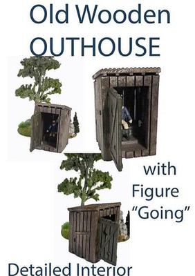 O Scale OUTHOUSE WITH Man on Can detailed inside and out comes PAINTED