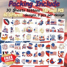 180pcs 4th of July Tattoos Kids USA Flag Patriotic Temporary