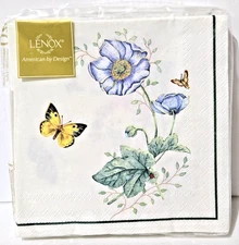 Lenox Butterfly Meadow Package of 20 3-Ply Paper Cocktail Napkins 10"x 10"