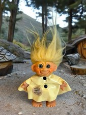 Vintage 60's THOMAS DAM Troll Doll BANK / original label / WILD HAIR / raincoat