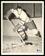 Gus Mortson Signed 1945-54 Quaker Oats 8x10 Photo Maple Leafs Beckett #Y92497